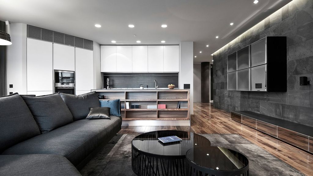 MODERN APARTMENT SLATE&WALNUT